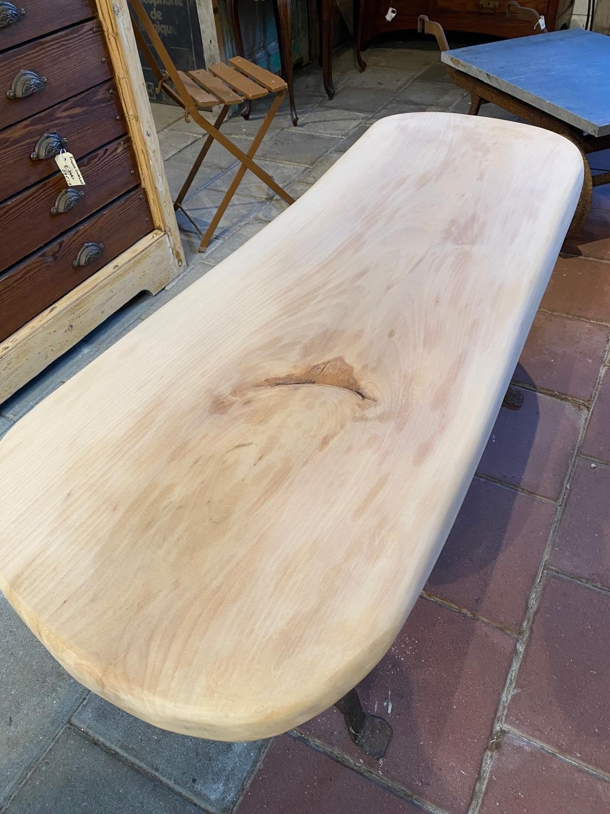 Stoerw landelijke tafel salontafel met smeedijzer onderstel, Antiek en Kunst, Antiek | Meubels | Tafels, Ophalen