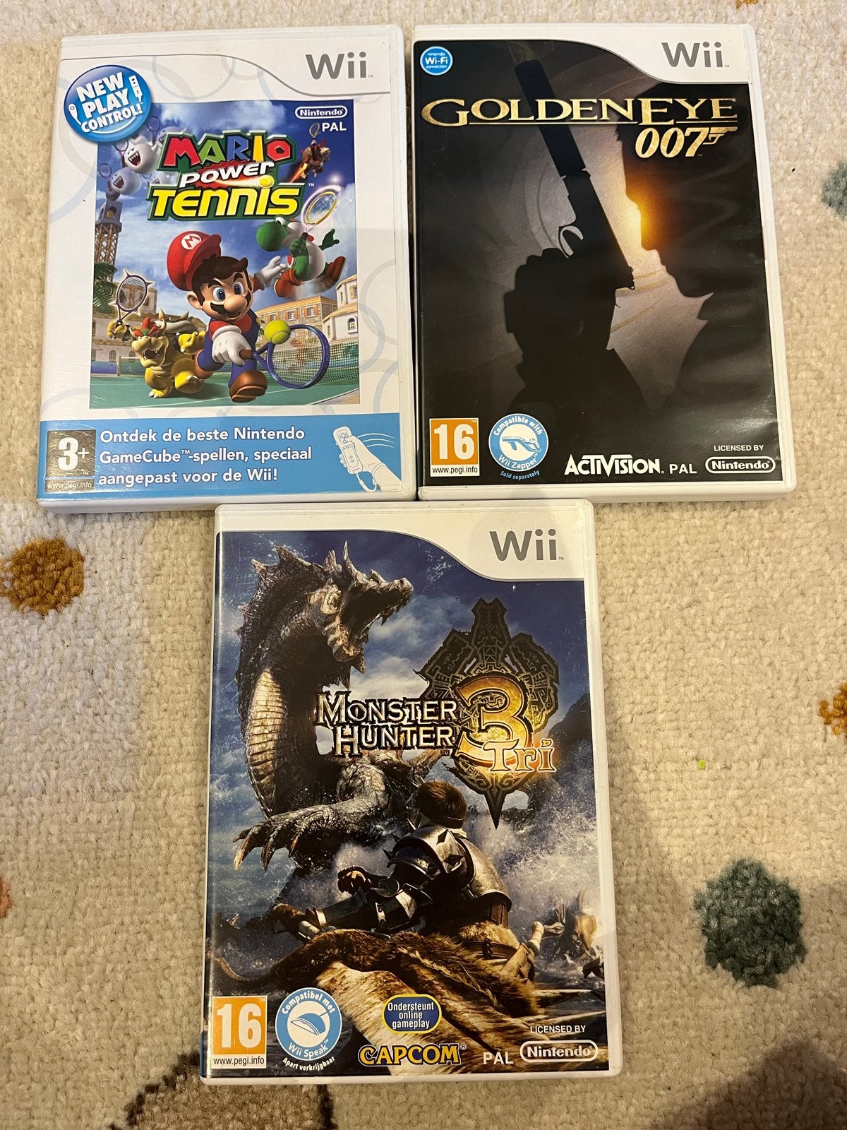 Wii Games: Mario Power Tennis, GoldenEye 007, Monster Hunter, Avontuur en Actie, Gebruikt, Eén computer, Ophalen of Verzenden
