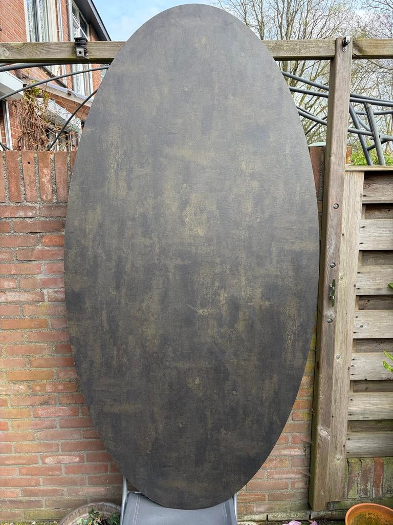Ovaal HPL tafelblad brons met afgeschuinde rand (100x195cm), Ophalen, Gebruikt, Overige materialen, 50 tot 100 cm