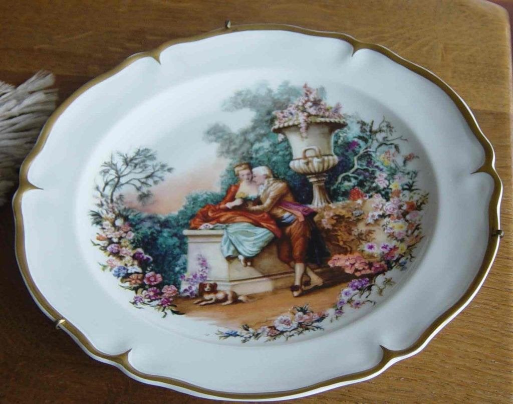 2 porselein wandbordjes limoges chinees en wanddecoratie, Antiek en Kunst, Ophalen of Verzenden