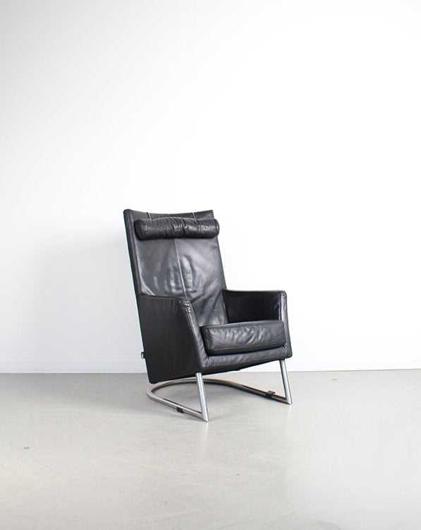 2x Montis Madonna Fauteuil Zwart Leer – Chroom, Niet ingevuld, Gebruikt, Niet ingevuld, 50 tot 75 cm