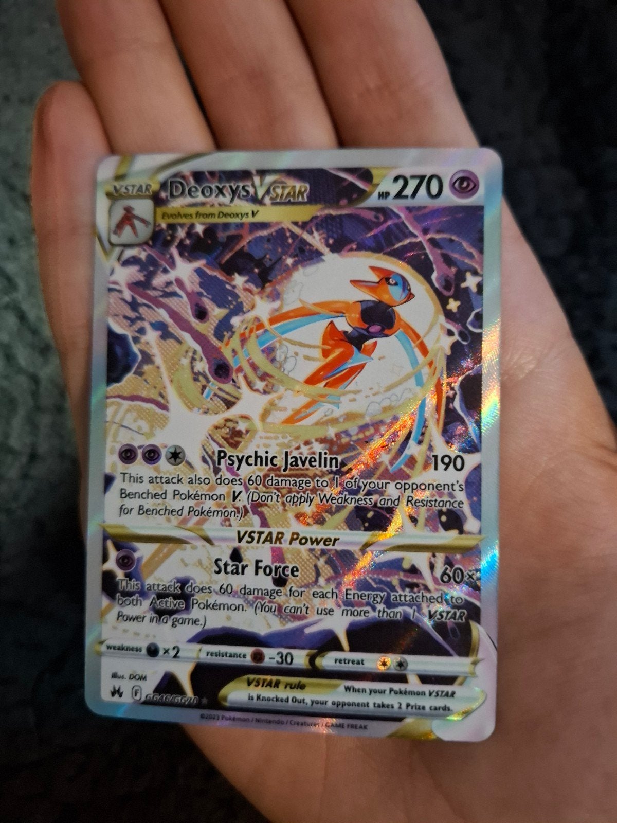Deoxys Vstar #GG46 crown zenith, Ophalen, Zo goed als nieuw, Losse kaart, Foil