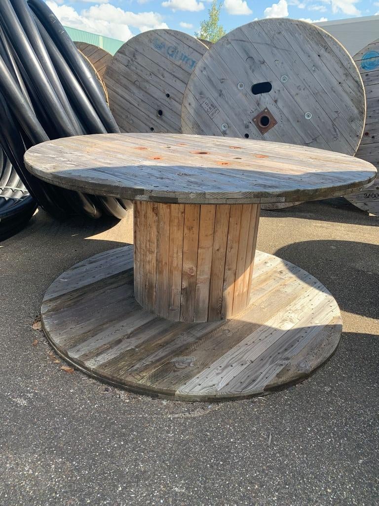 Houten haspel/trommel - tuintafel, Tuin en Terras, Tuintafels, Ophalen, Gebruikt, Rond, Hout