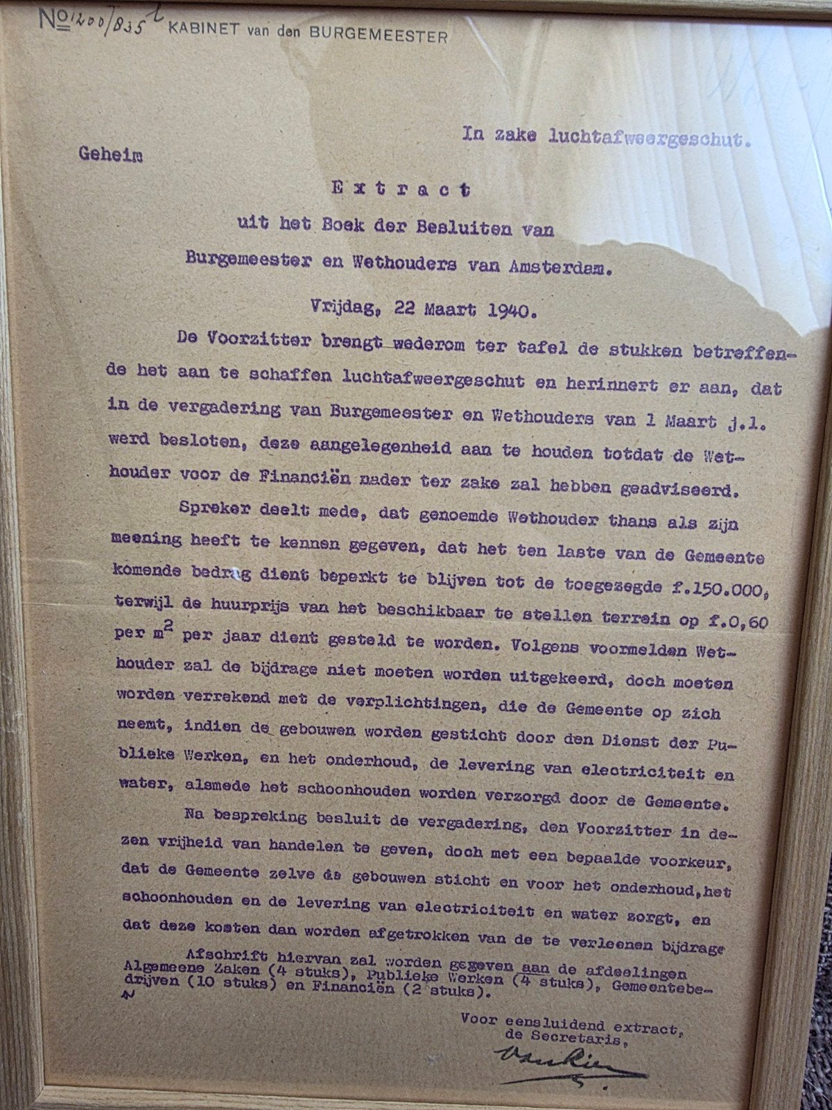 GEHEIM document WO2 - Amsterdam - Luchtafweergeschut, Verzamelen, Verzenden, Nederland