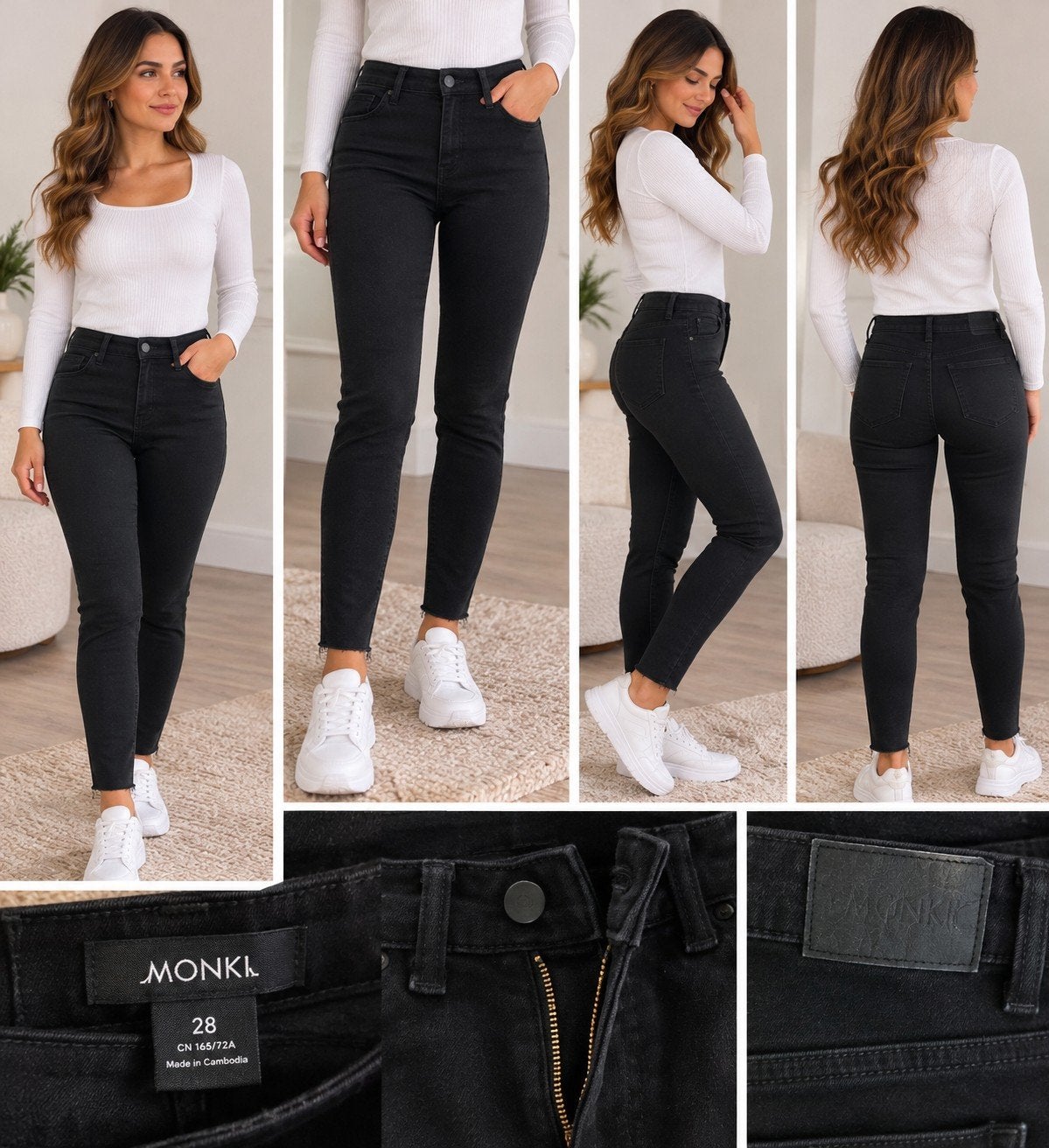 Monki Skinny Jeans Zwart - Maat 28, Zwart, Ophalen of Verzenden, Monki, W28 - W29 (confectie 36)