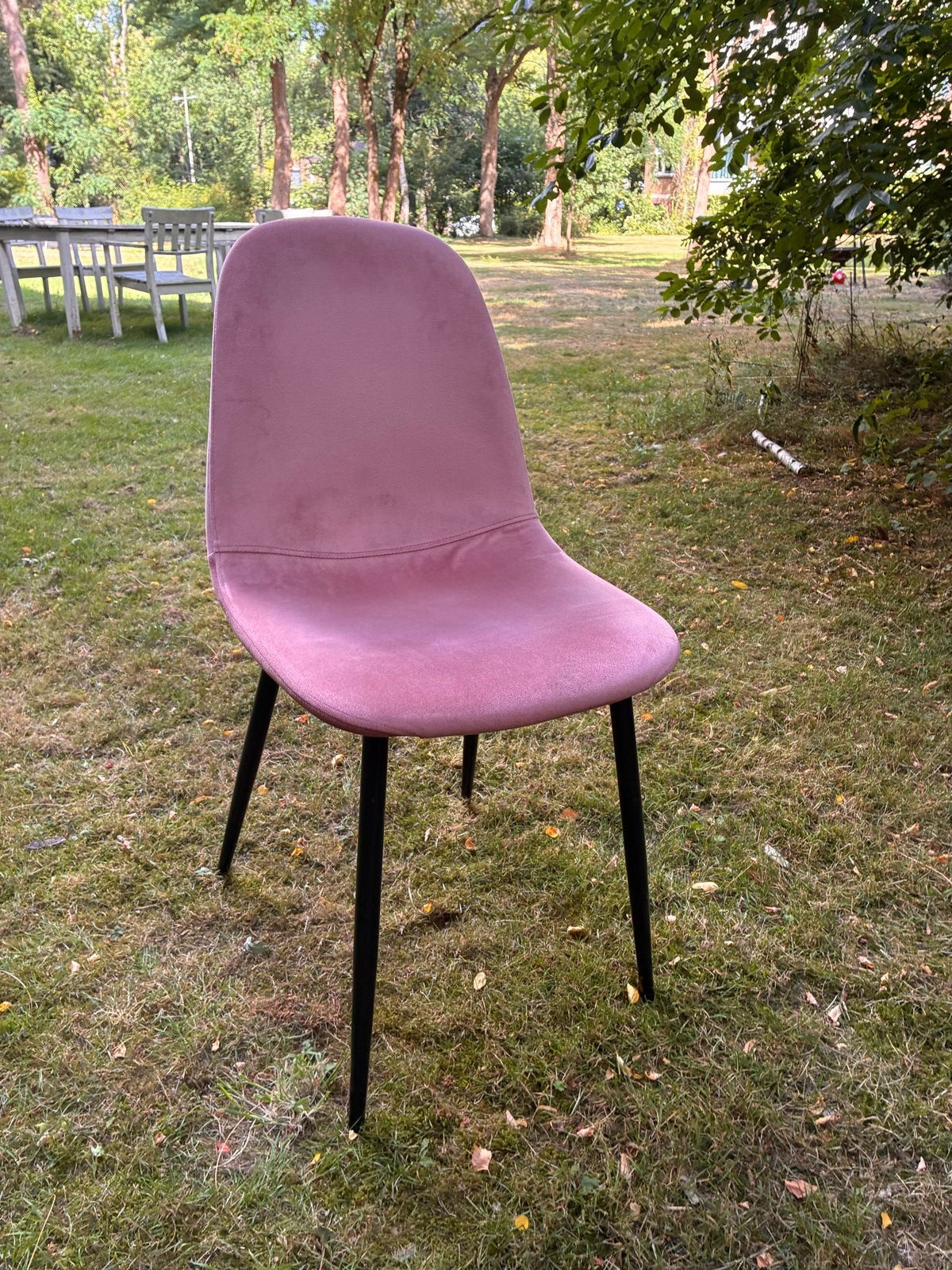 Roze stoel met zwarte pootjes - Eetkamer of bureau, Ophalen, Gebruikt, Overige kleuren, Eén