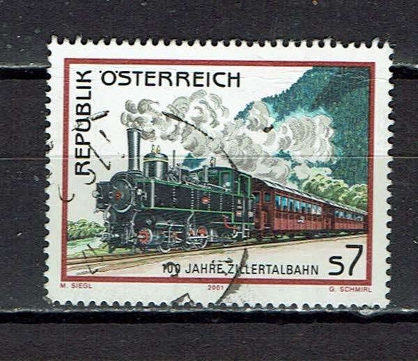 postzegels treinen 100 jaar Zillertalbaan Oostenrijk Mi 2339, Ophalen of Verzenden, Gestempeld, Treinen