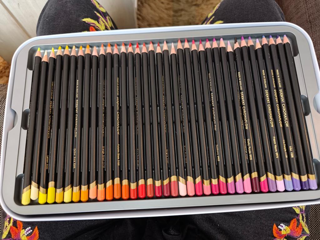 97 Derwent Chromaflow potloden - amper gebruikt, Hobby en Vrije tijd, Ophalen of Verzenden, Zo goed als nieuw, Potlood of Stift
