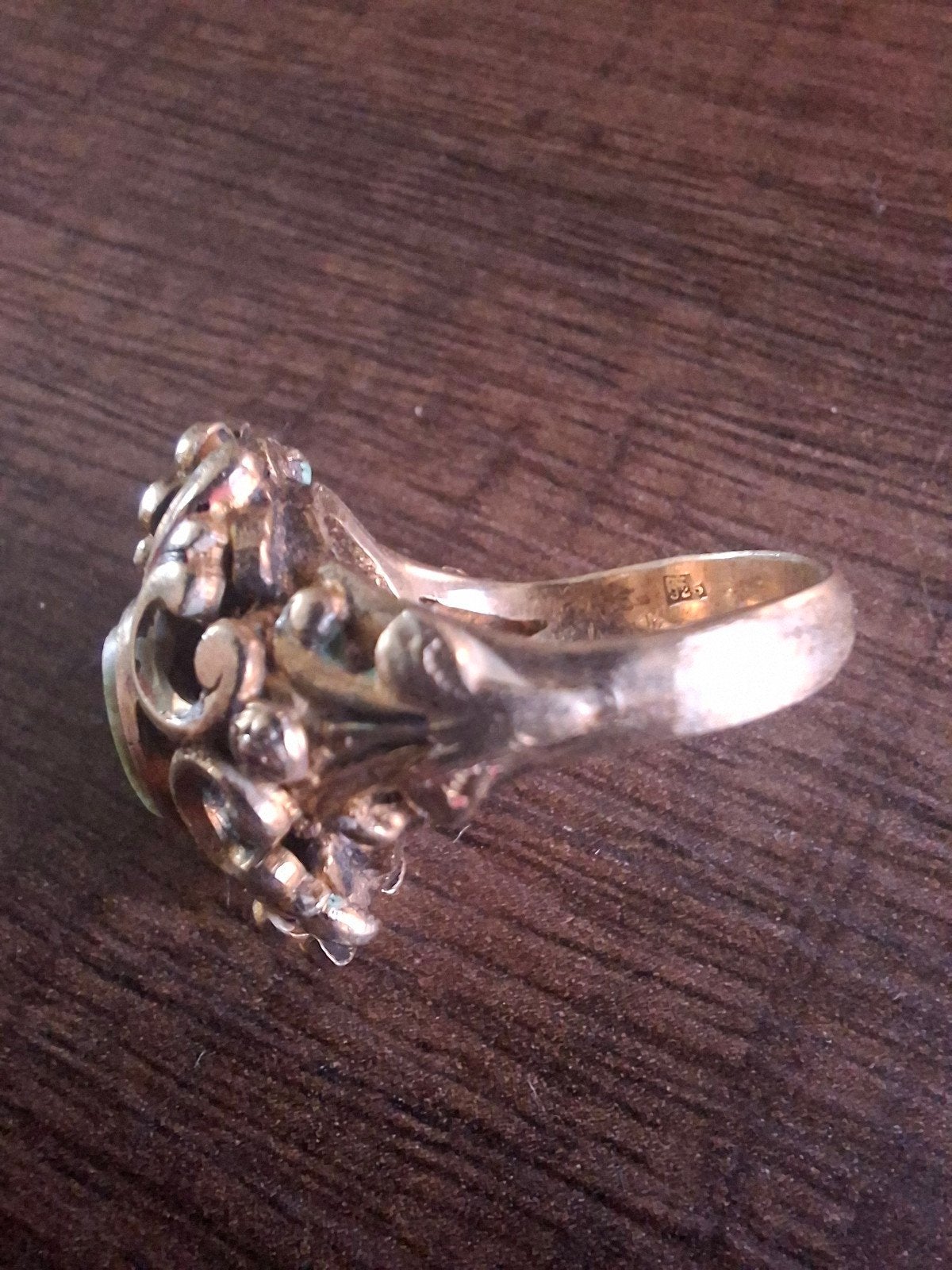 Vintage Zilveren Ring met Groene Steen - Maat 17, Sieraden, Tassen en Uiterlijk, Ringen, Gebruikt, Ophalen of Verzenden, 17 tot 18