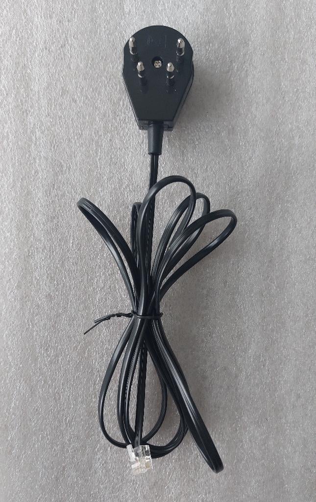 Telefoonkabel 2-aderig wandstekker en RJ11 connector L=1,9 m, Telecommunicatie, Ophalen of Verzenden, Zo goed als nieuw