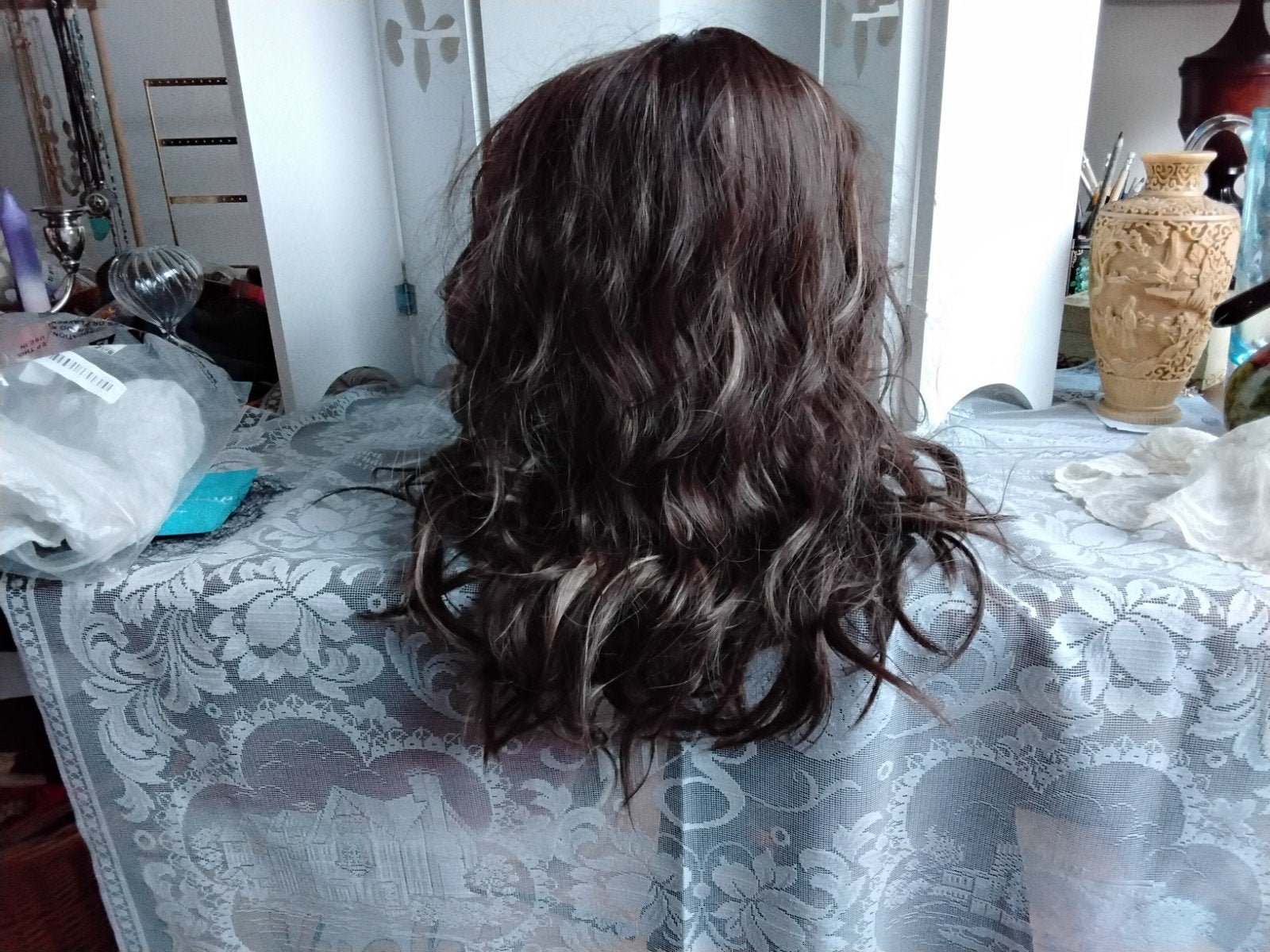 mooie pruiken lange haren geen echt haar, Ophalen of Verzenden, Zo goed als nieuw, Pruik of Haarverlenging
