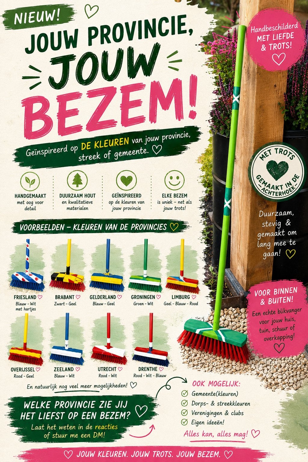 Kadotip: opgepimpte bezem!!, Ophalen, Nieuw, Bezem