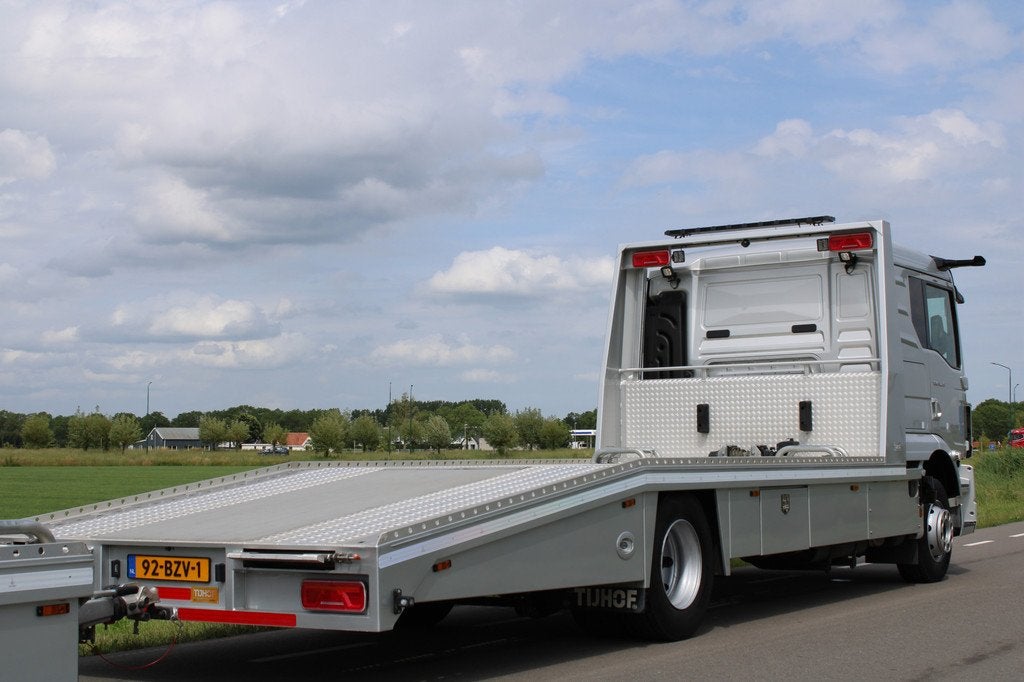 MAN TGM 15.250 / Oprijwagen / Tijhof / Autotransporter / Sla, Auto's, Vrachtwagens, Automaat, Stof, MAN, Origineel Nederlands