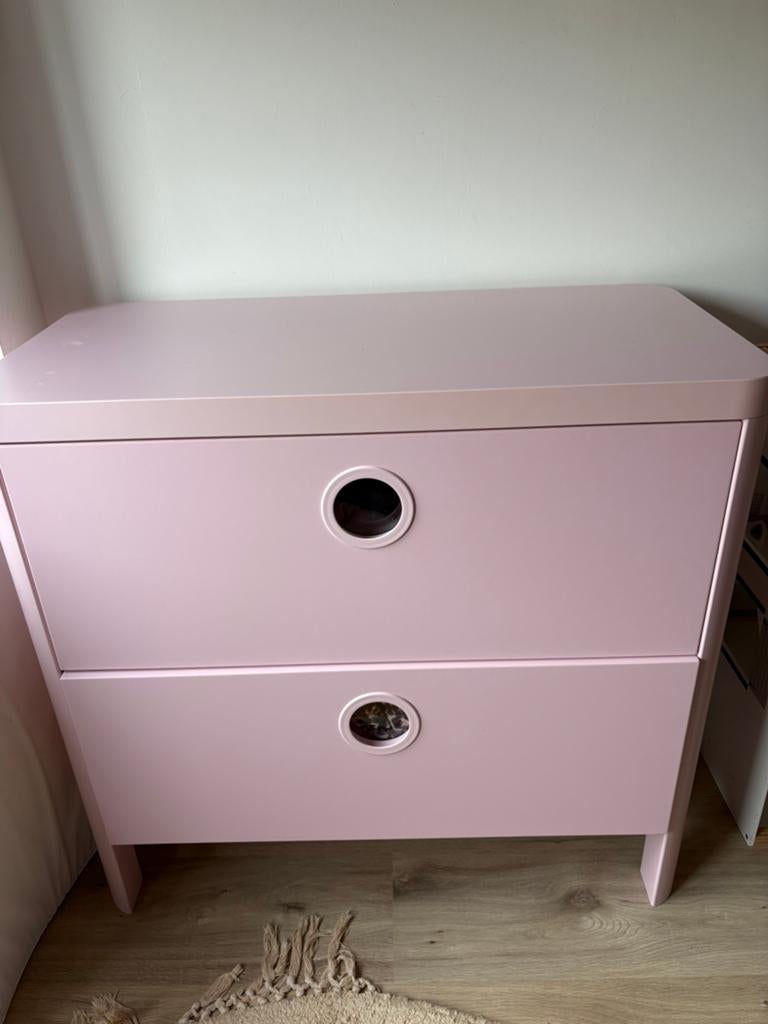 Roze ladekast/commode, Ophalen, Gebruikt, 50 tot 70 cm, 100 cm of meer