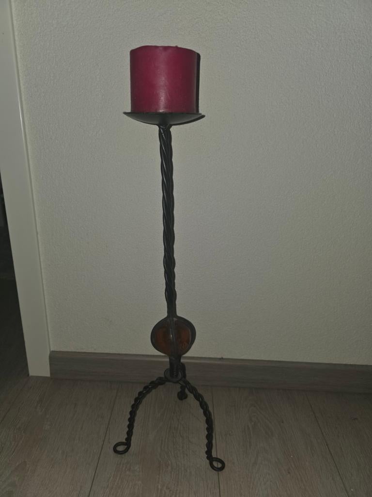 Kandelaar vintage smeetijzer handgemaakt antiek, Antiek en Kunst, Ophalen of Verzenden, Overige materialen