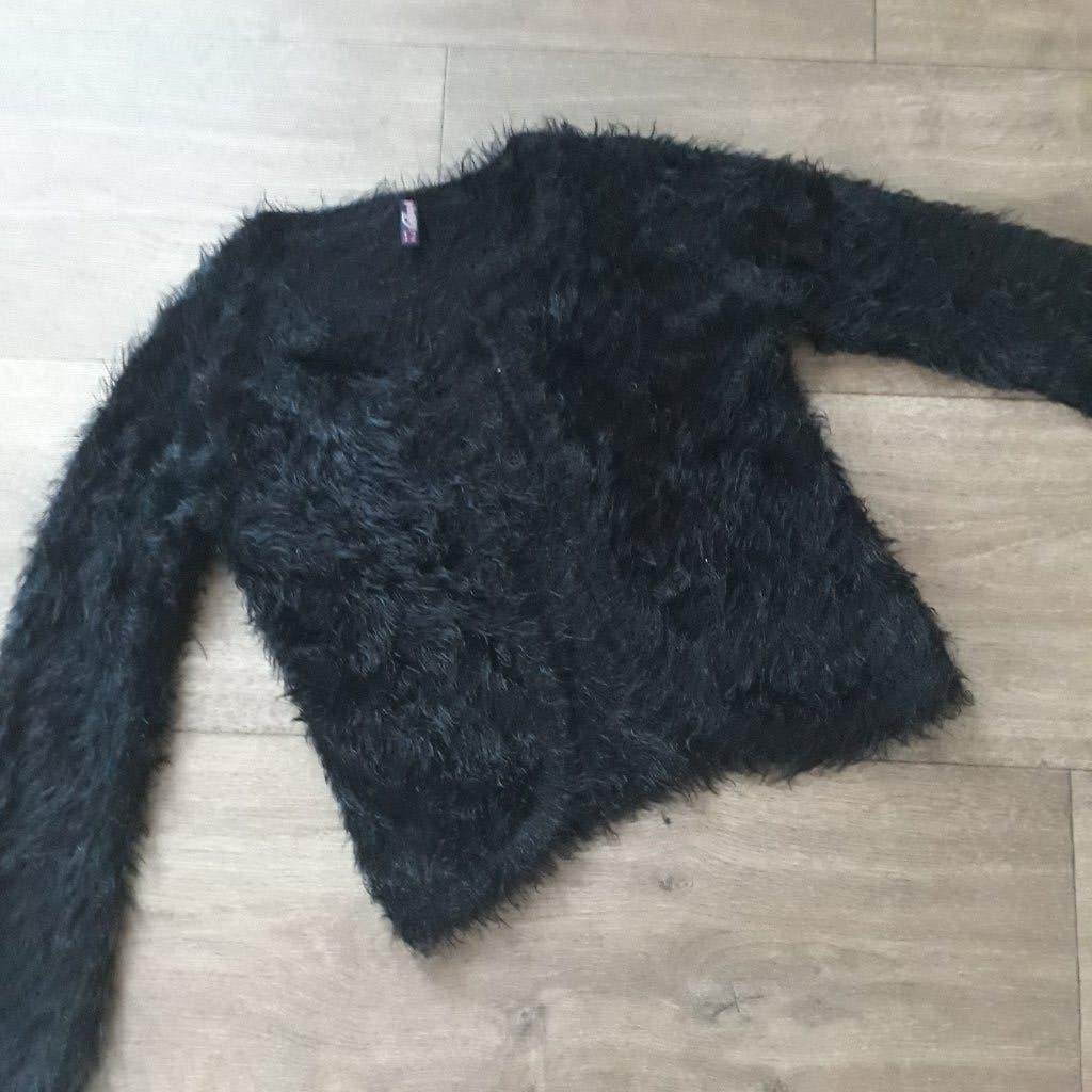 zwart harig vestje mt. 140, Meisje, Trui of Vest, Ophalen of Verzenden, Zo goed als nieuw