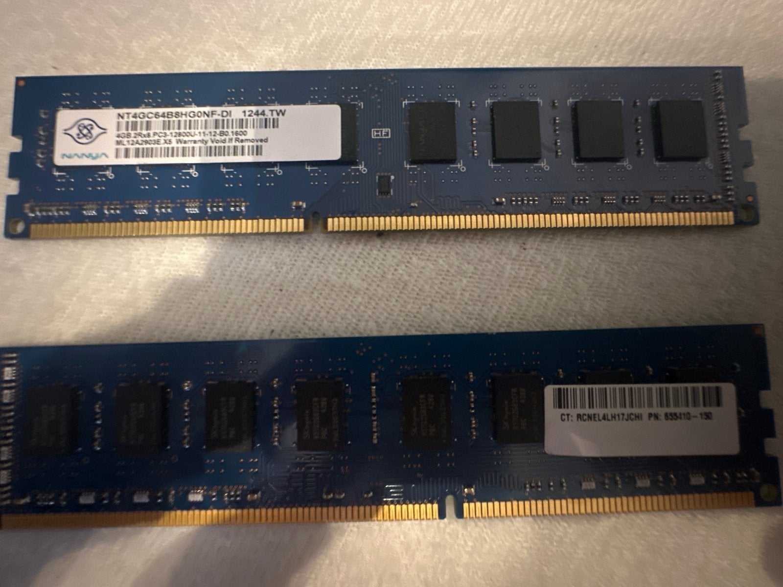 2x 4GB DDR3 RAM Geheugenmodules voor Desktop, Gebruikt, 8 GB, DDR3, Ophalen of Verzenden