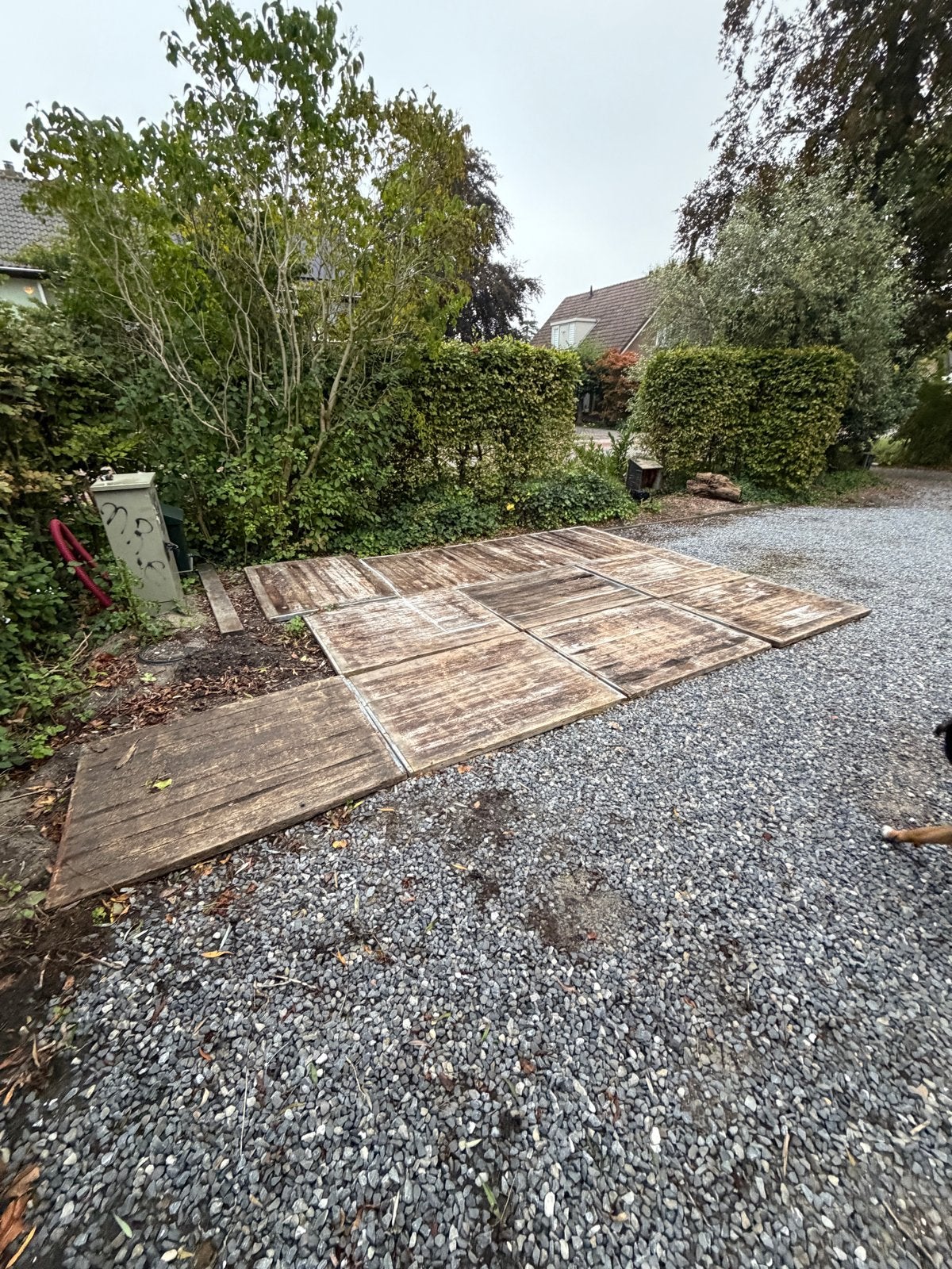 11 gebruikte hardhouten steenschotten 140x110 cm, Ophalen, 30 cm of meer, Gebruikt, 10 m² of meer