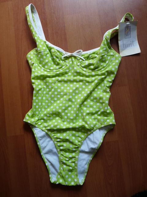 Mooie nieuwe fifties badpak van Huit - groen m witte stippen, Huit, Nieuw, Badpak, Ophalen of Verzenden