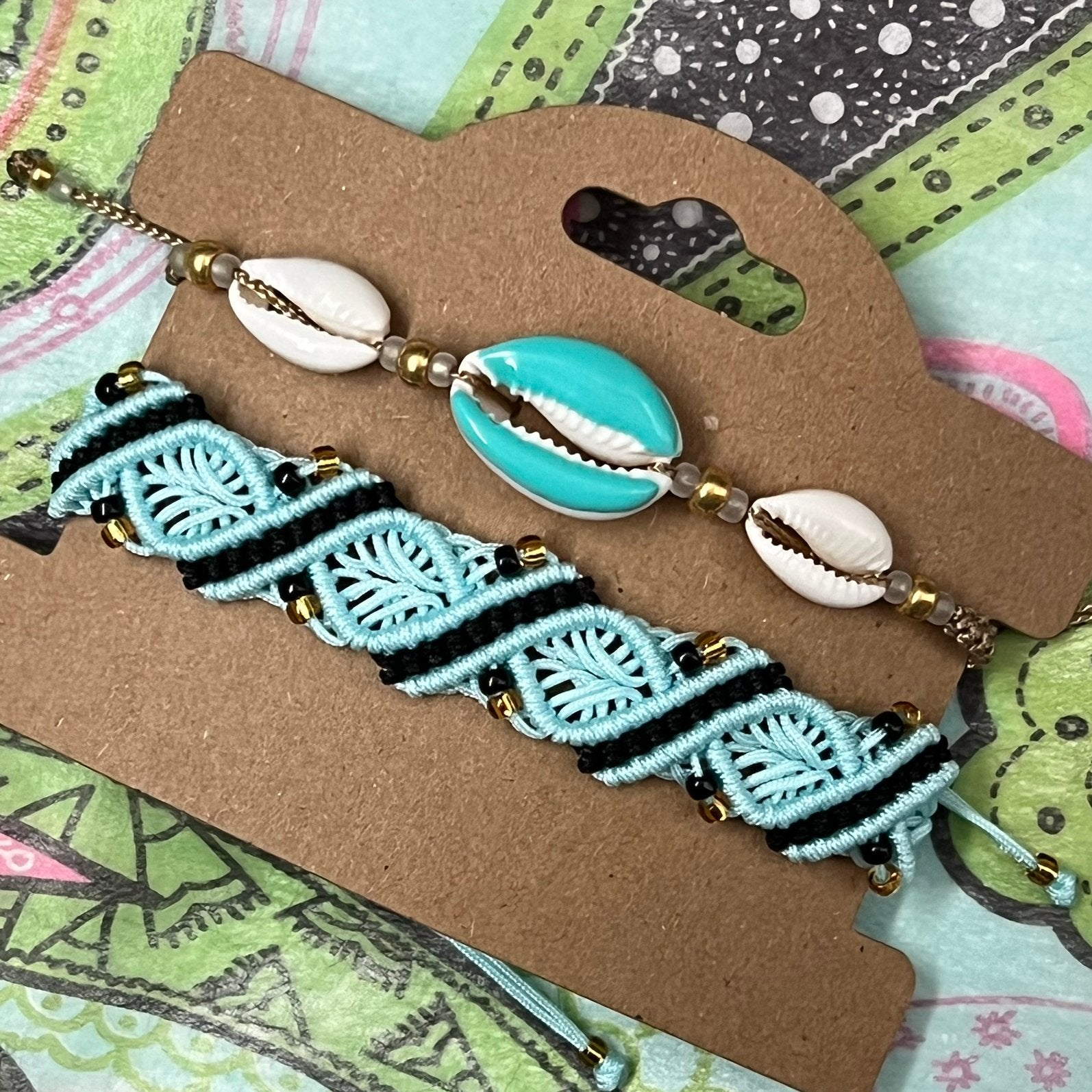 Macramé armbanden blauw-zwart, Ophalen of Verzenden, Nieuw