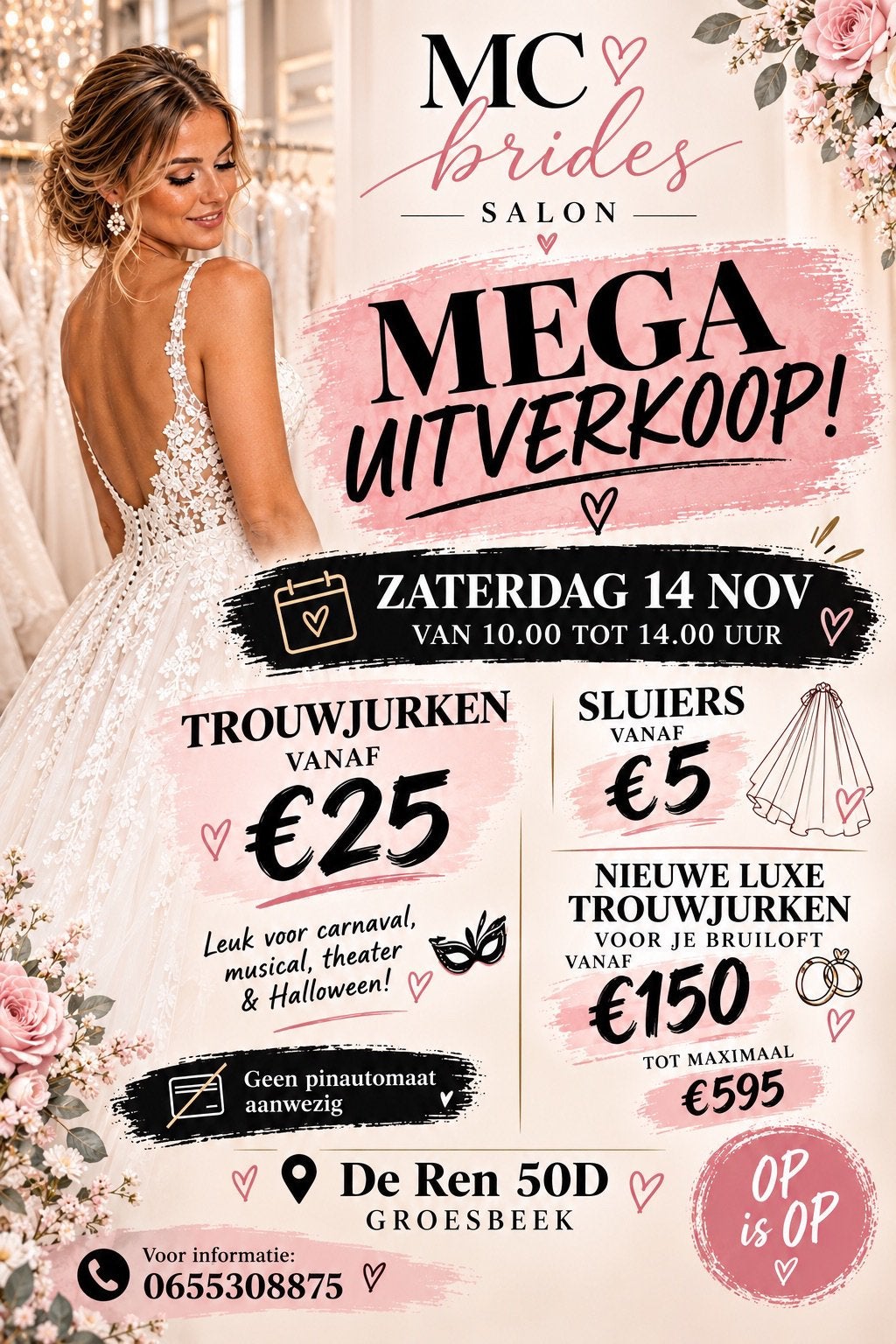 Mega uitvwekoop van trouwjurken!!!, Ophalen, Nieuw, Wit, Trouwjurk