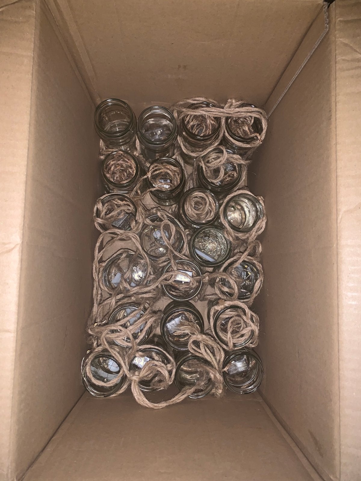 Glazen potjes met touw - Decoratie of DIY 22 stuks, Ophalen, Gebruikt