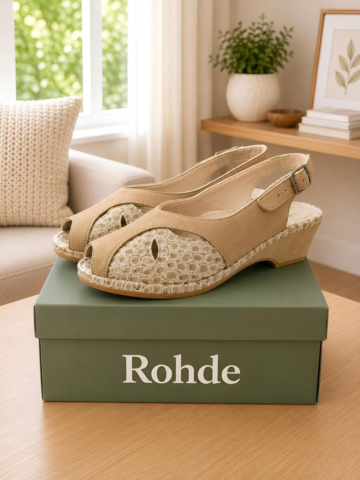 Damessandalen Beige/Taupe- Krokodillenprint - Maat 37,5, Beige, Ophalen of Verzenden, Espadrilles of Moccasins, Rohde