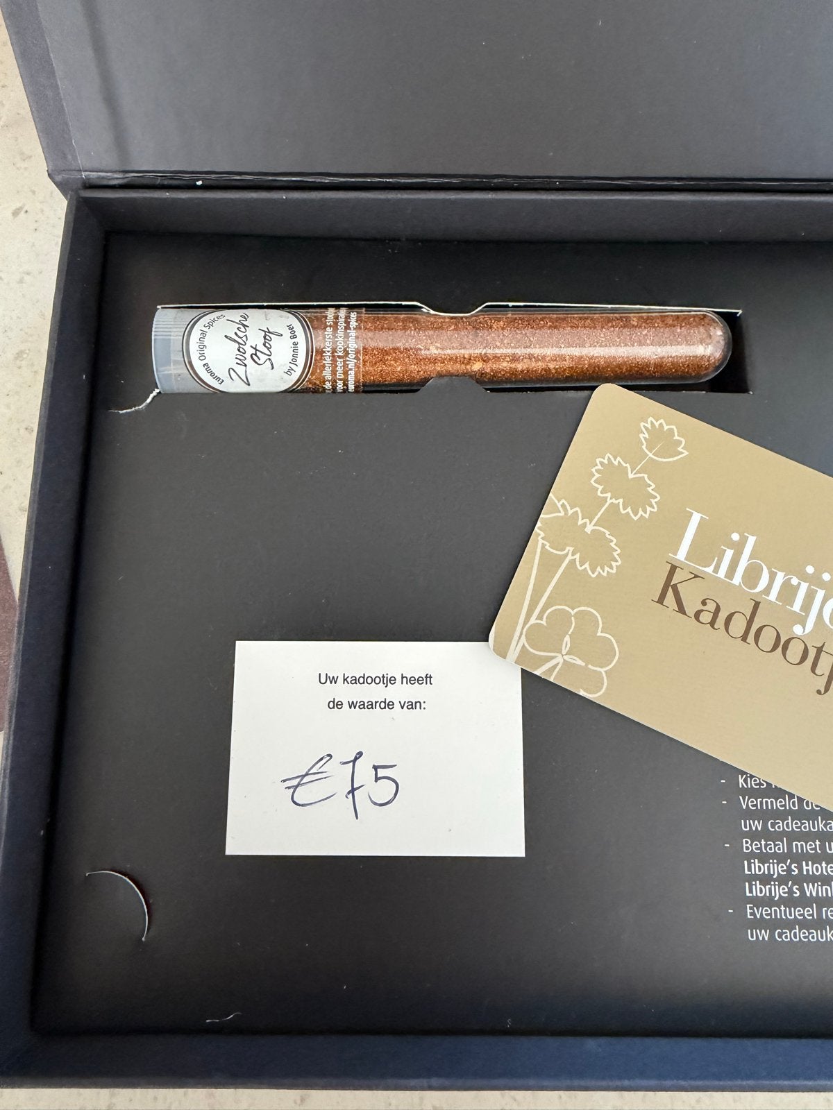 Librije’s Cadeautje waardebon van €75,-, Eén persoon, Cadeaubon, Warenhuis- of Winkelbon