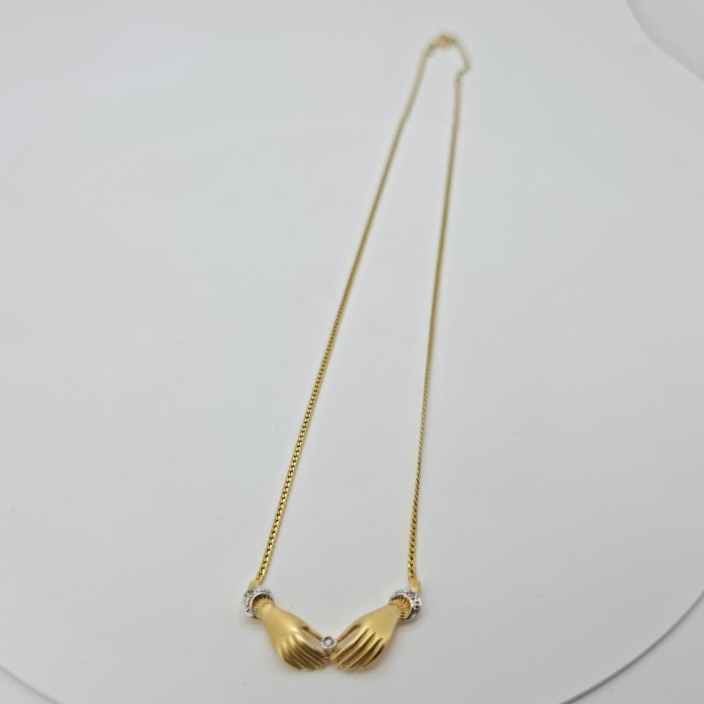 Gouden ketting 14k (585) met diamant, 42,5cm 4.44g, Ophalen of Verzenden, Zo goed als nieuw, Met edelsteen, Goud