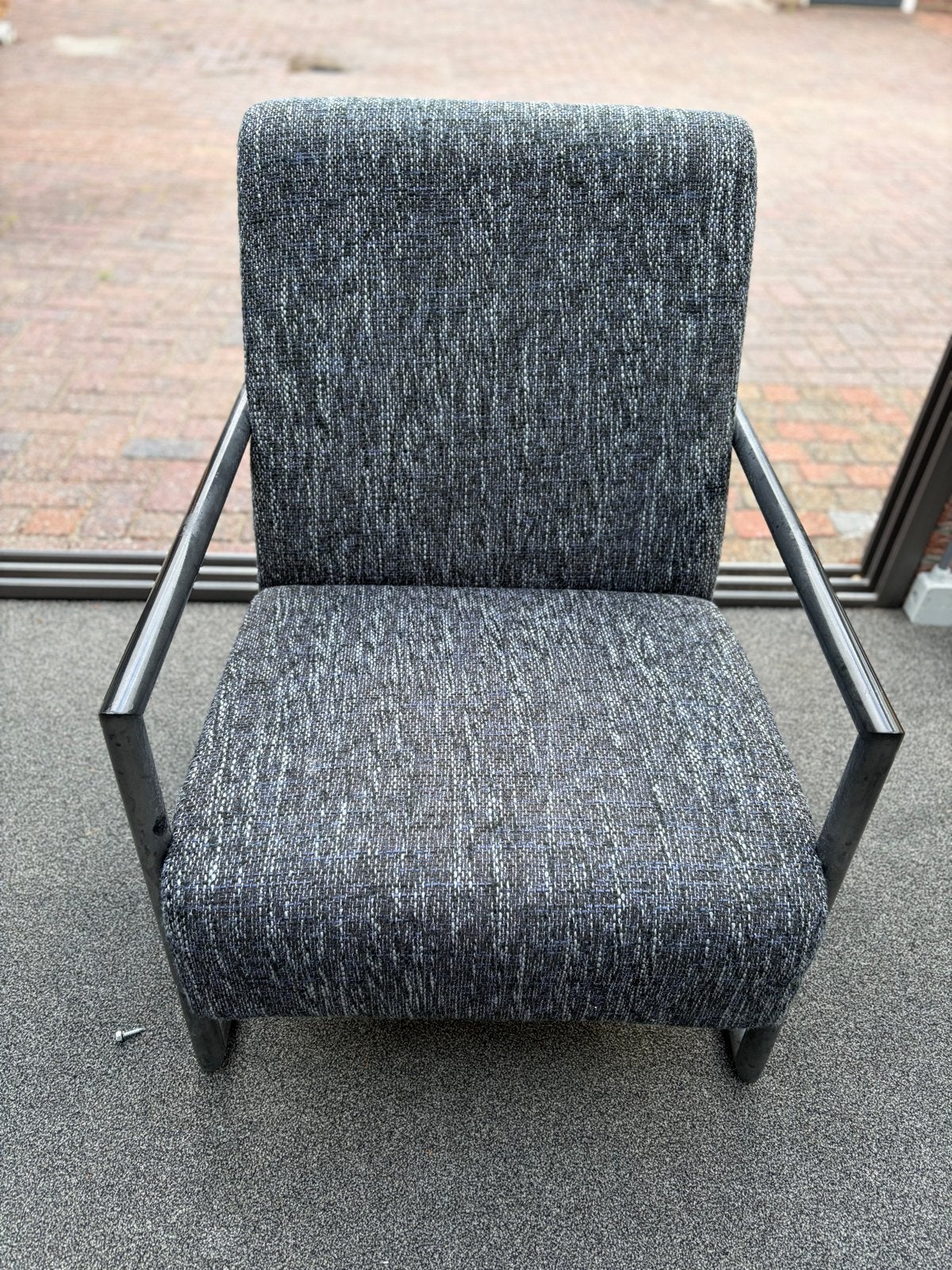Lage Fauteuil Stoffen Stoel Industrieel Design, Huis en Inrichting, Fauteuils, Ophalen, Gebruikt, 75 tot 100 cm, Stof