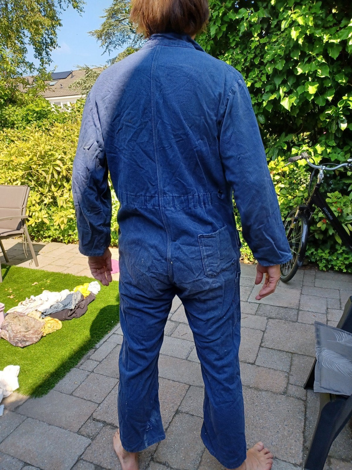 Vintage blauwe overall - Werkkleding maat M, Ophalen of Verzenden, Gebruikt