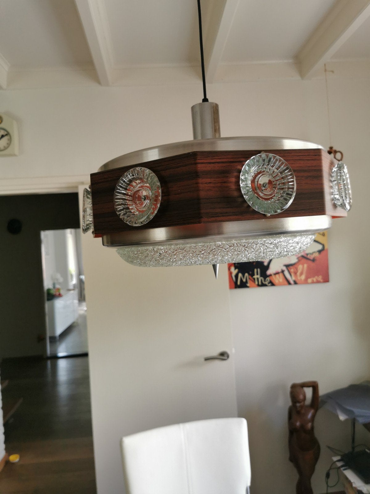 Vintage/ retro lamp, Huis en Inrichting, Lampen | Hanglampen, Ophalen, Vintage/ retro jaren '70, E27 (groot), Zo goed als nieuw