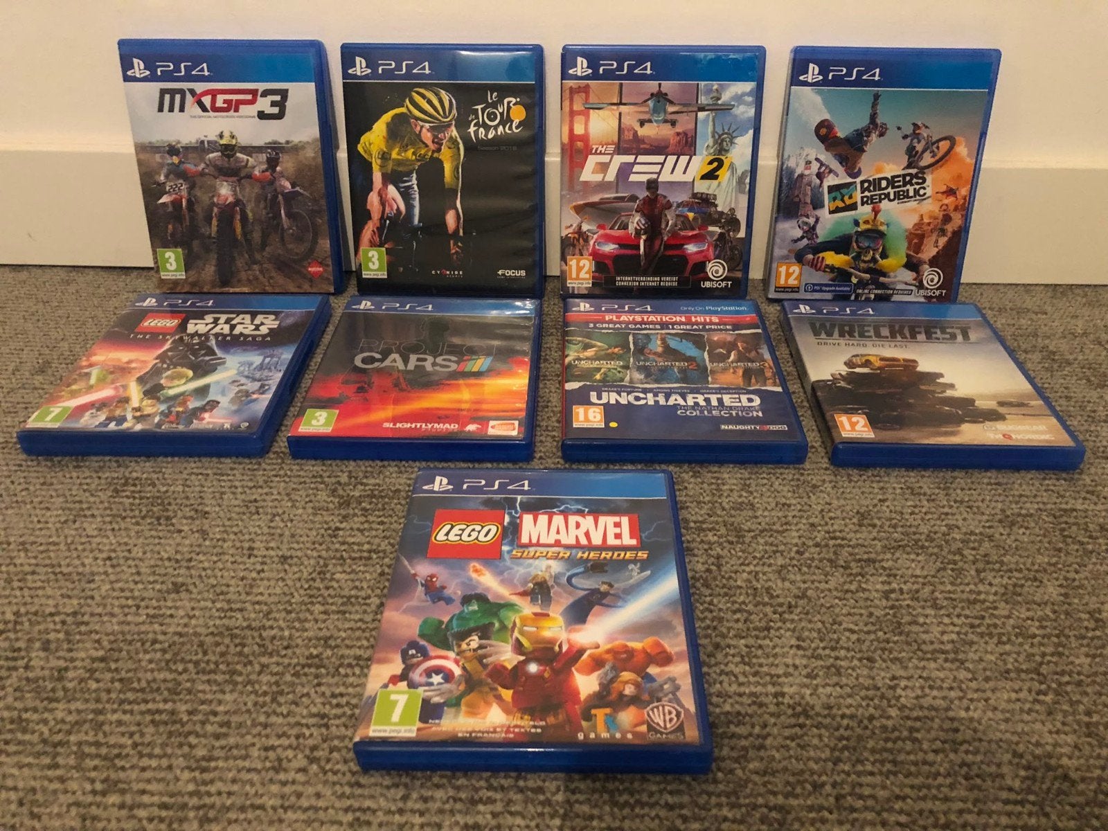 PS4 Games Bundel: MXGP3, The Crew 2, Riders Republic en meer, Spelcomputers en Games, Games | Sony PlayStation 4, Gebruikt, Overige genres