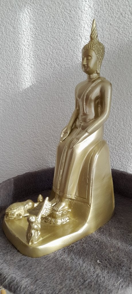 Authentiek Thais Theravada Boeddhabeeld - Brons 31,5 cm, Huis en Inrichting, Gebruikt, 32 cm, Verzenden, Handgemaakt
