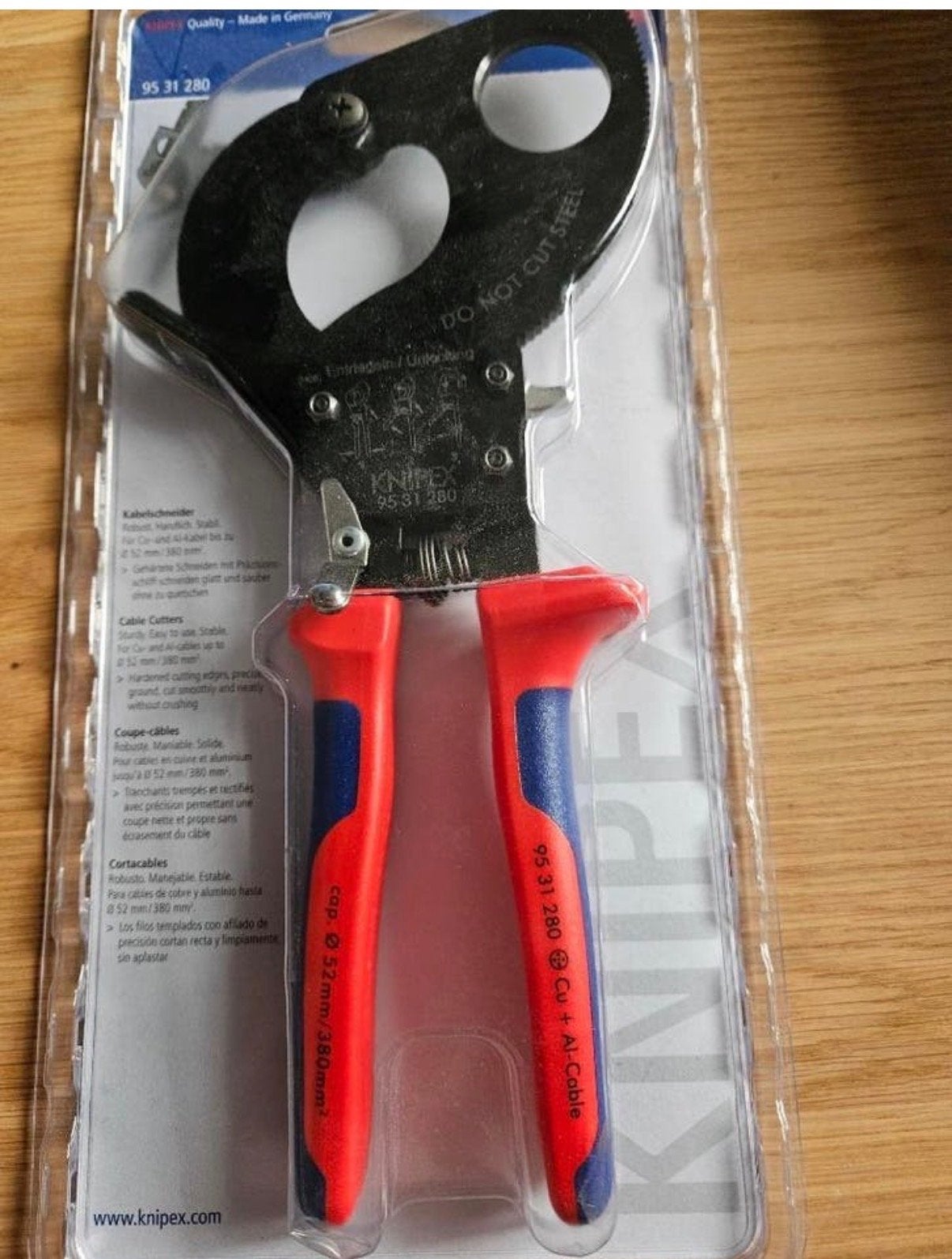 Knipex 95 31 280 Kabelschaar Cu + Al-Kabel, Verzenden, Nieuw