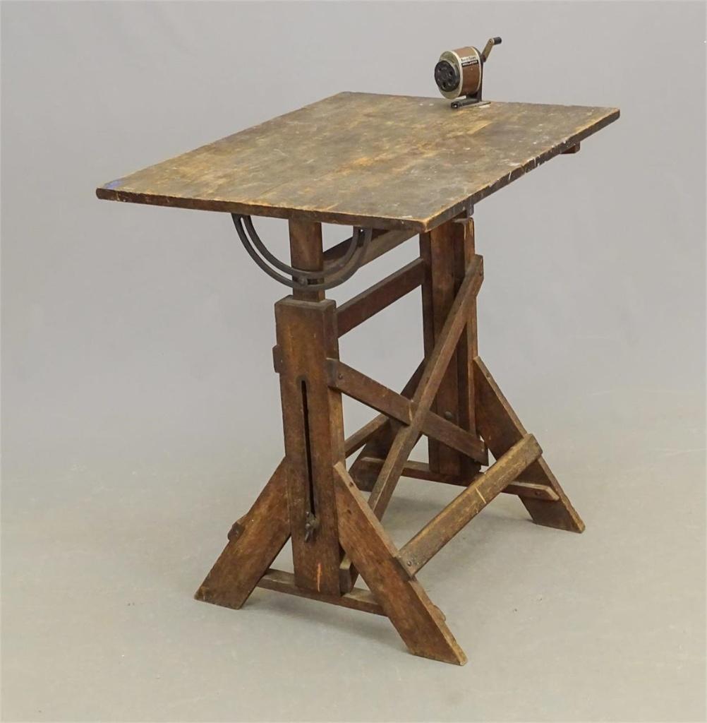 Industriele antieke schrijftafel of tekentafel, Antiek en Kunst, Ophalen