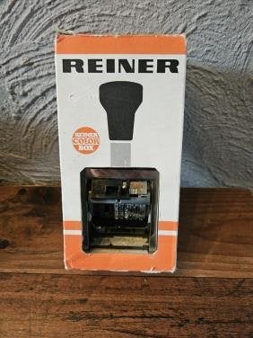 Vintage Reiner Nummereerstempel B6-6K in originele doos, Ophalen of Verzenden, Zo goed als nieuw, EZ-mounted stempel