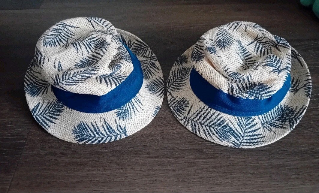 2 rieten zomerhoedjes, hoedjes kind 2 stuks, Ophalen of Verzenden, Jongen of Meisje
