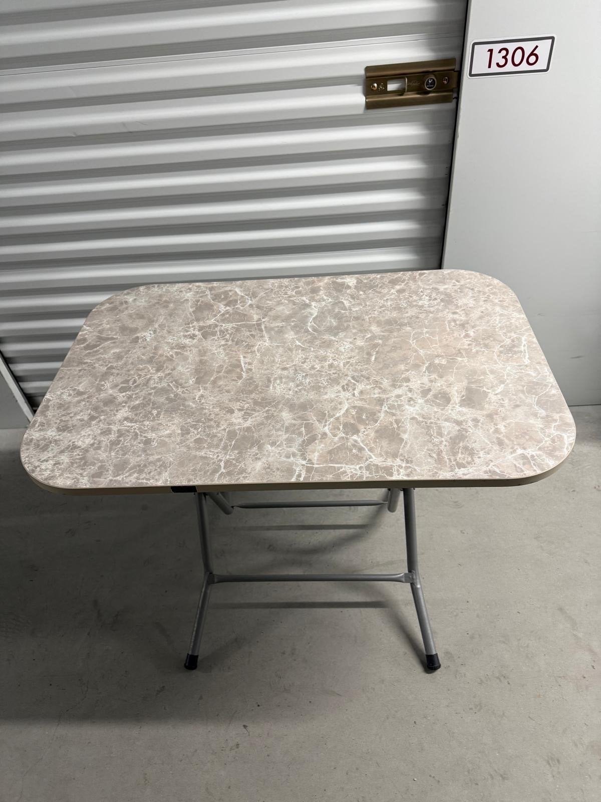 Opvouwbare tafel met marmerlook blad, Gebruikt, 100 tot 150 cm, Metaal, Rechthoekig