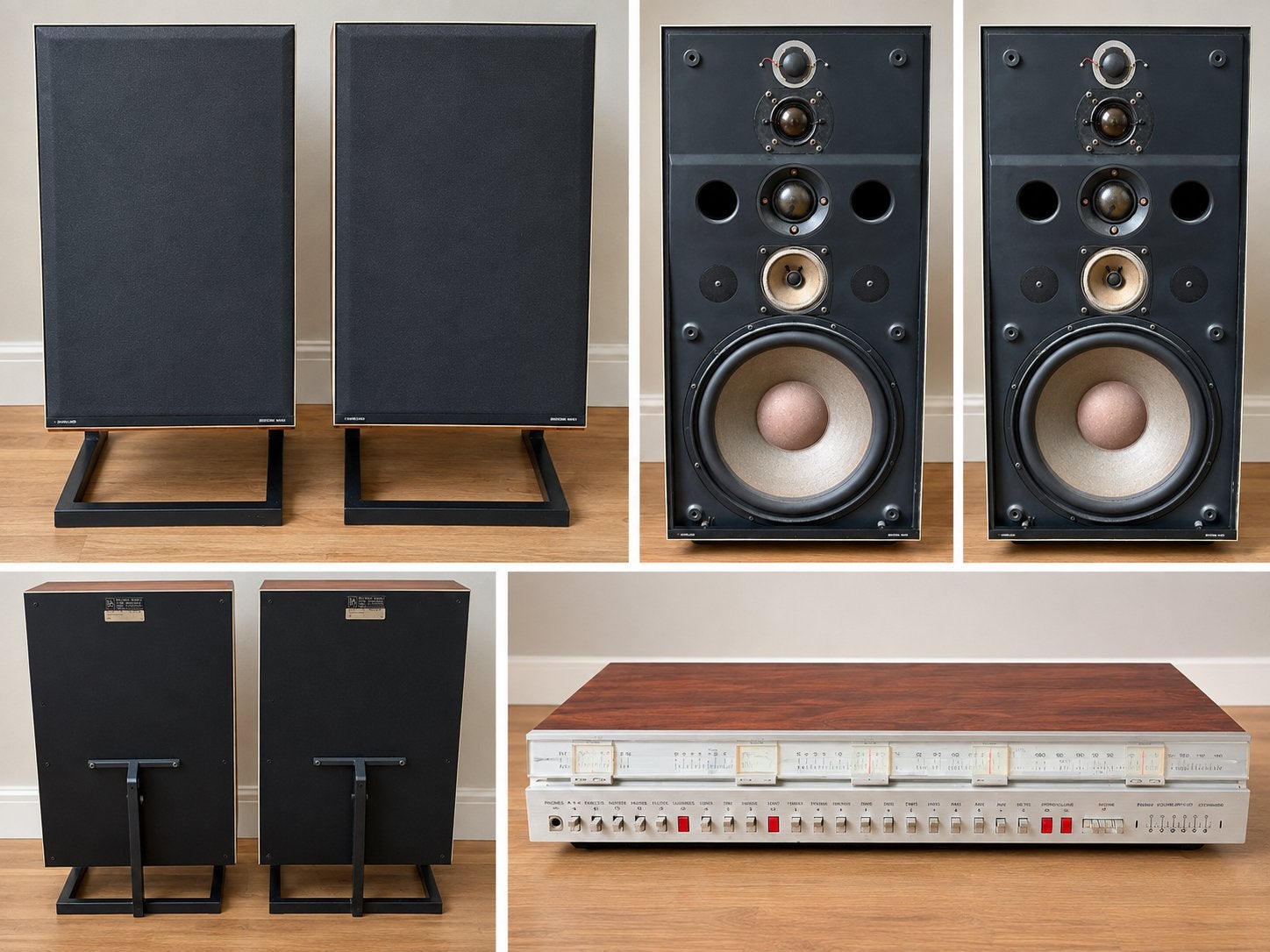 Bang & Olufsen Beovox M100-2 Vloerstaande Luidsprekers, 150 watt of meer, Vloerstaande luidspreker, Gebruikt, Inclusief standaarden