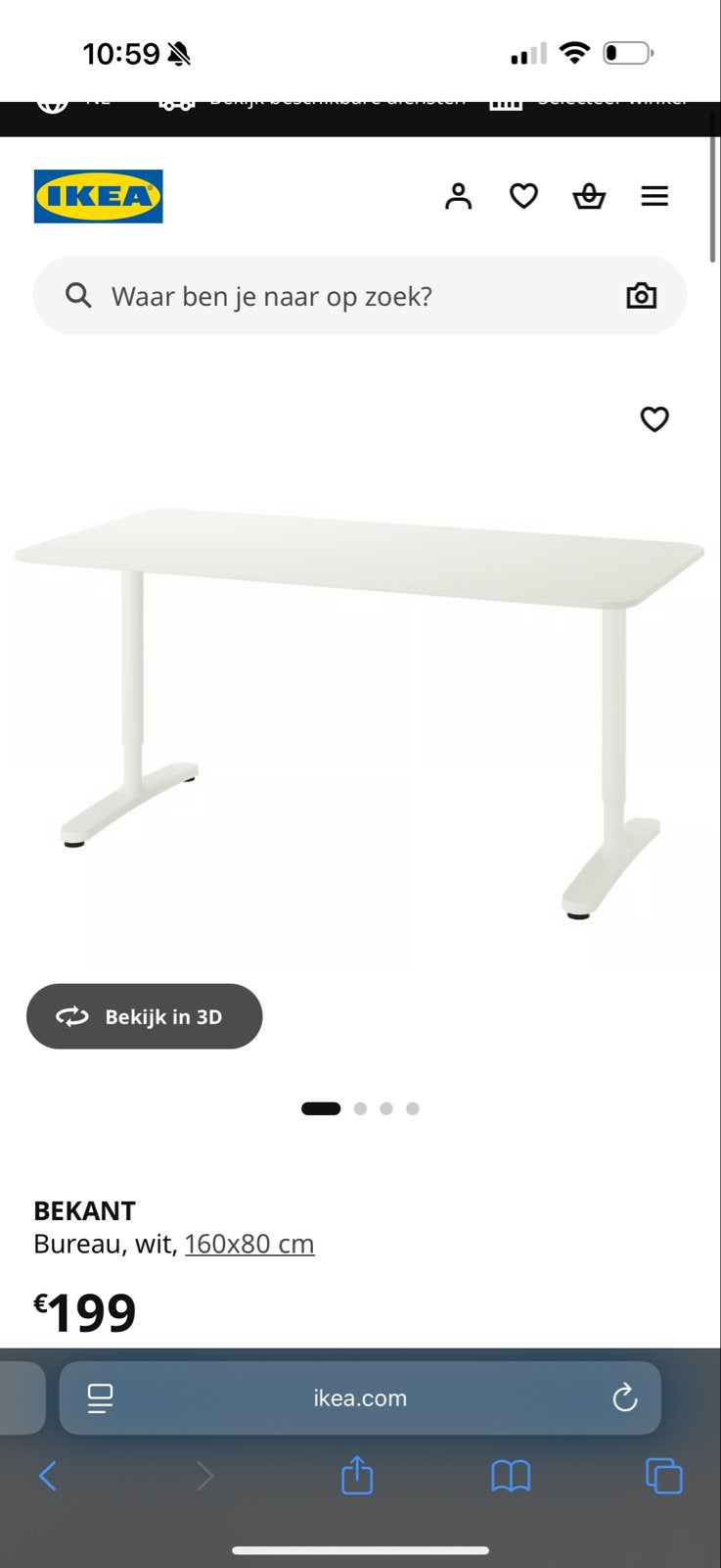 IKEA Bekant bureau zwart 160x80 cm, Huis en Inrichting, Ophalen, Zo goed als nieuw, IKEA, Zwart