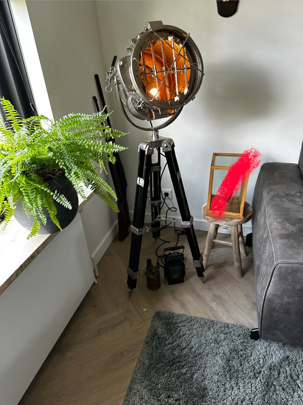 Eichholtz Atlantic industriële driepoot theaterlamp, Ophalen, Zo goed als nieuw, 150 tot 200 cm