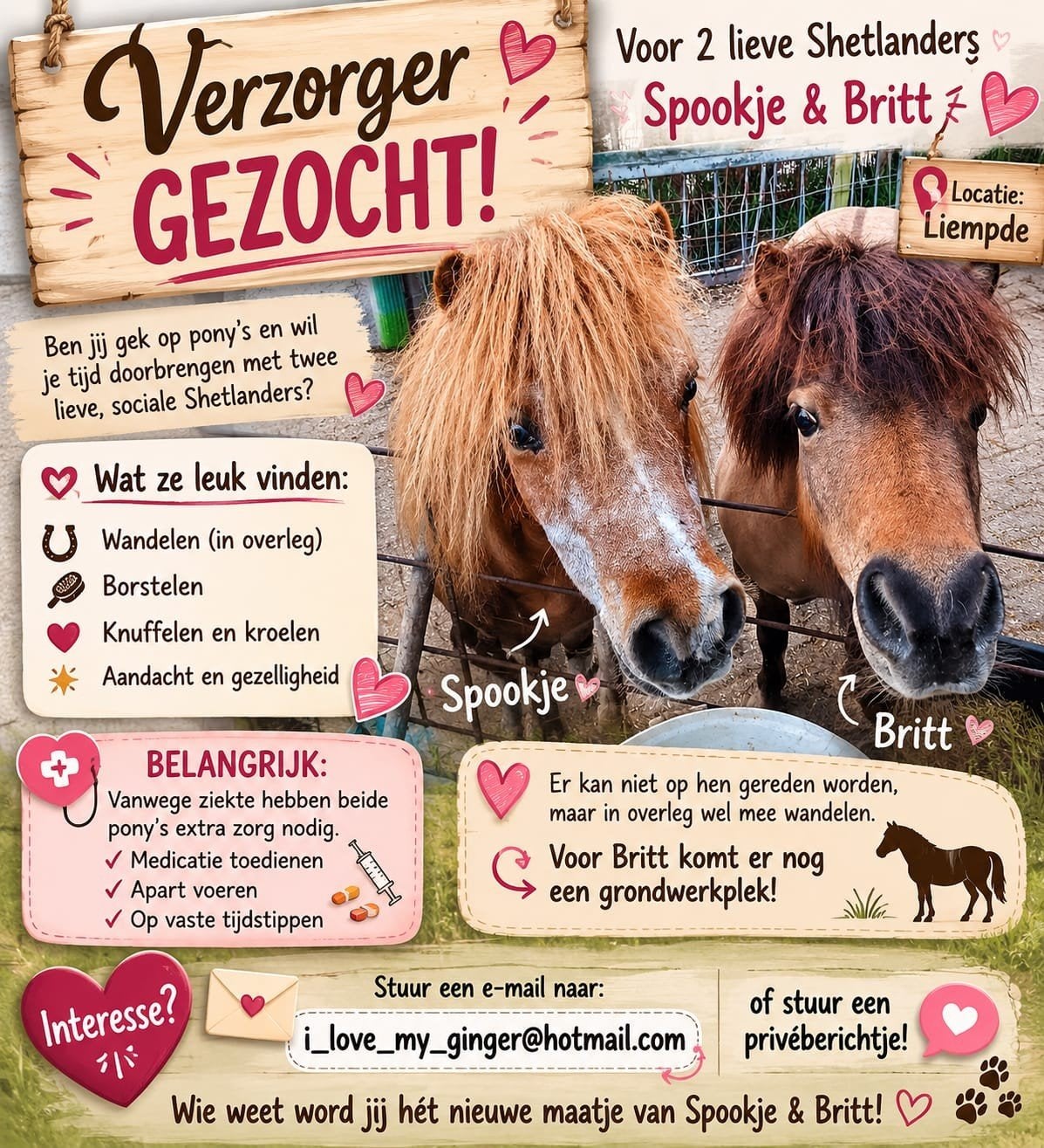 Verzorger gezocht voor Spookje & Britt, Dieren en Toebehoren, Ophalen of Verzenden