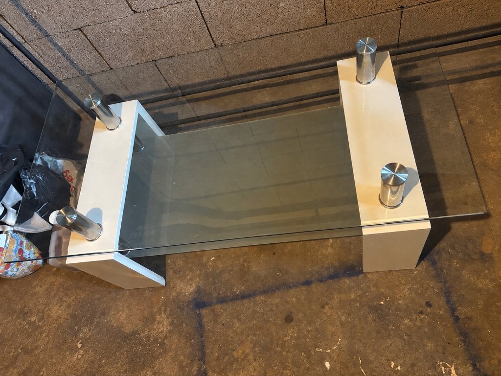 Glazen salontafel, Huis en Inrichting, Ophalen, Gebruikt, 100 tot 150 cm, 50 tot 100 cm