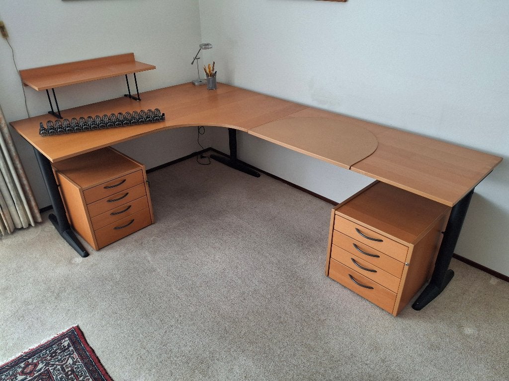 Ikea Bureau, Ophalen, Opzetstuk, Spaanplaat of MDF, Hoekbureau