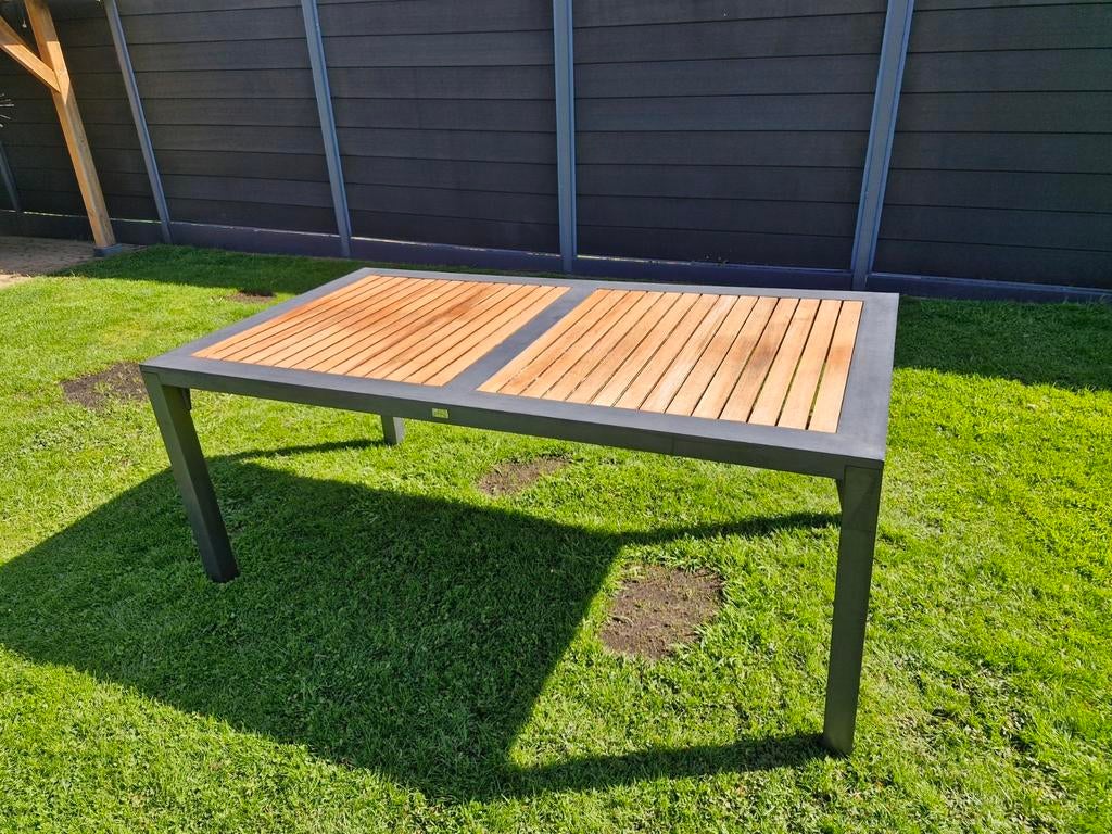 Bellagio Tuintafel met 2 teak houten bladen, 180x100x74 hoog, Ophalen of Verzenden