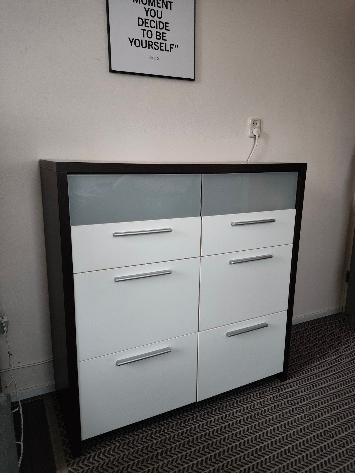 Zware grote ladekast met melkglas laden - geen Ikea meubel, Gebruikt, 100 tot 150 cm, 1 of 2 laden, 100 tot 150 cm