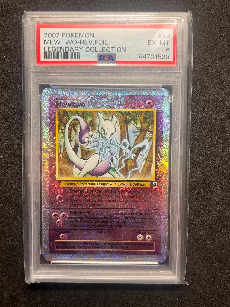 Mewtwo Legendary Collection Reverse Holo PSA 6, Hobby en Vrije tijd, Ophalen, Zo goed als nieuw, Losse kaart, Foil