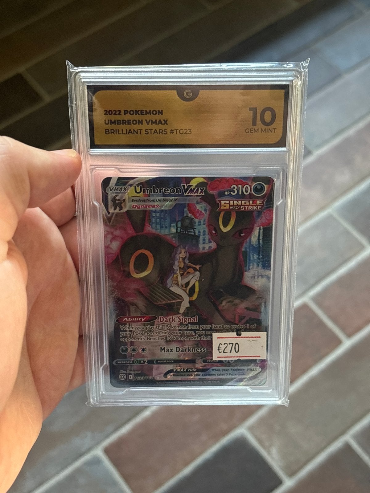 Pokemon umbreon vmax brilliant stars tg23 global grading 10, Ophalen of Verzenden, Nieuw, Losse kaart, Foil