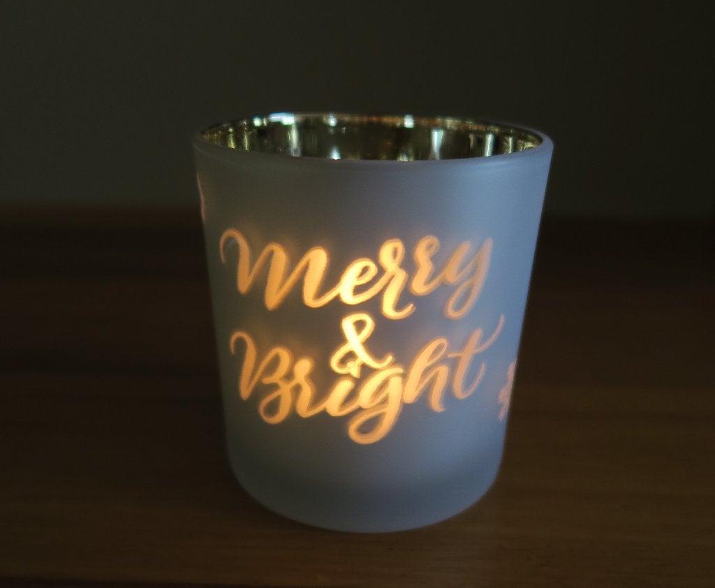 ***NIEUW*** Riviera Maison theelichthouder Merry Bright, 8 cm, Waxinelichthouder, Ophalen of Verzenden, Glas